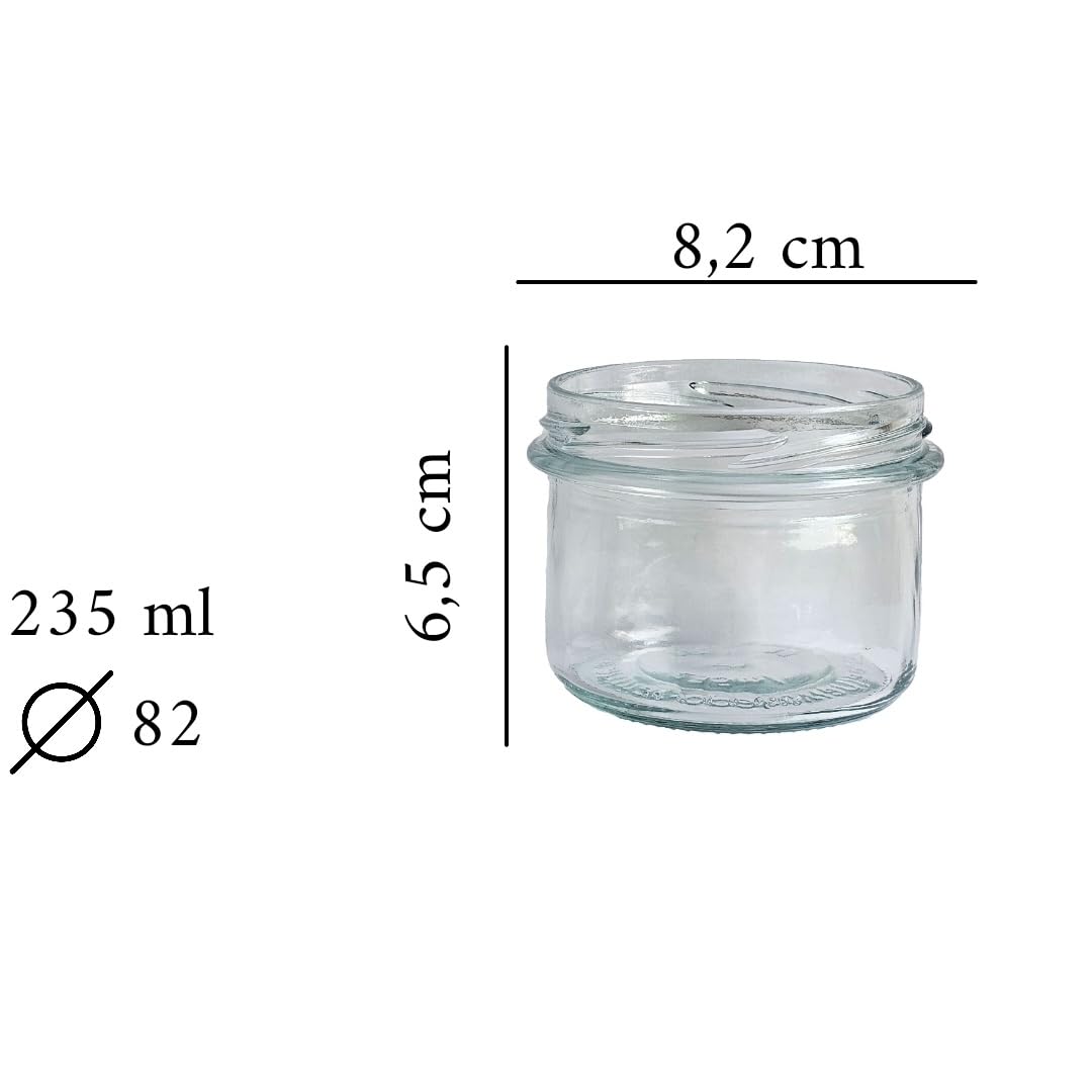 Einmachgläser mit Schraubdeckel 235 ml – Marmeladengläser mit Deckel & Etiketten – Schraubgläser TO82 – Gläser – Spülmaschinenfest & Lebensmittelecht (Weiß, 96 Stk.)