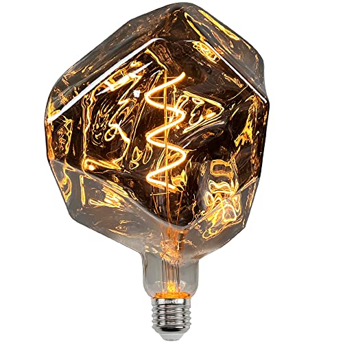 TIANFAN Led Birne Vintage Gl&uuml;hbirne 4W Dimmbar Polyeder &phi;150mm Gro&szlig;e Led Birne Dekorative Edison Gl&uuml;hbirne 220V E27 (Rauch)