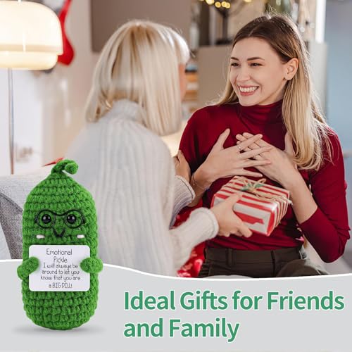 Image of Hoedia Crochet Pickle Dolls Friend Birthday Easter Gifts for Her Women Wife Girlfriend Sister from Husband Men, Cute Funny Gifts for Coworkers Student Teacher Roommates (Pickle with Glasses)