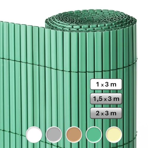 LOLAhome Cañizo PVC de Doble Cara Verde 3x1 Metros | Resistente 1.200 gr/m2, Decorativo y Fácil Instalación | Alta Privacidad y Ocultación para Valla, Jardín, Balcón o Terraza