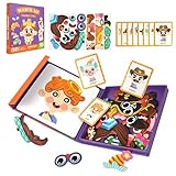 Genérico Cute Dress Up Games, Character Board Puzzles, 8.26x7.87 Inches Set with Paper, Sturdy Material, Magnet Toy with Fun, Educational Activity for Kids Children Preschool Travel