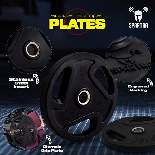 Spartaa Rubber Weight Plate - Olympic Grip Plate In Pairs Or Single For Strength Training, Weightlifting And Bodybuilding, Solid Cast Iron Weight Plates For Barbell (35 Pounds (2Pcs)) #TOP5