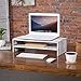 MyGift Shabby Whitewashed Wood Computer Monitor and Laptop Riser Stand for Desk, 2 Tier Office Desktop Storage Shelf