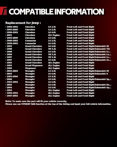 Image of Torchbeam Front Brake Calipers Set for Jeep 1990-1992 1995 1997-2002 Wrangler, Jeep 1990-2000 Cherokee 4.0L, Front Left and Front Right Calipers Replace # 184339+184340