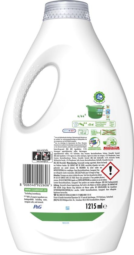 Detergente líquido Ariel + cuidado extra del color - 5 x 27 lavados - Paquete económico