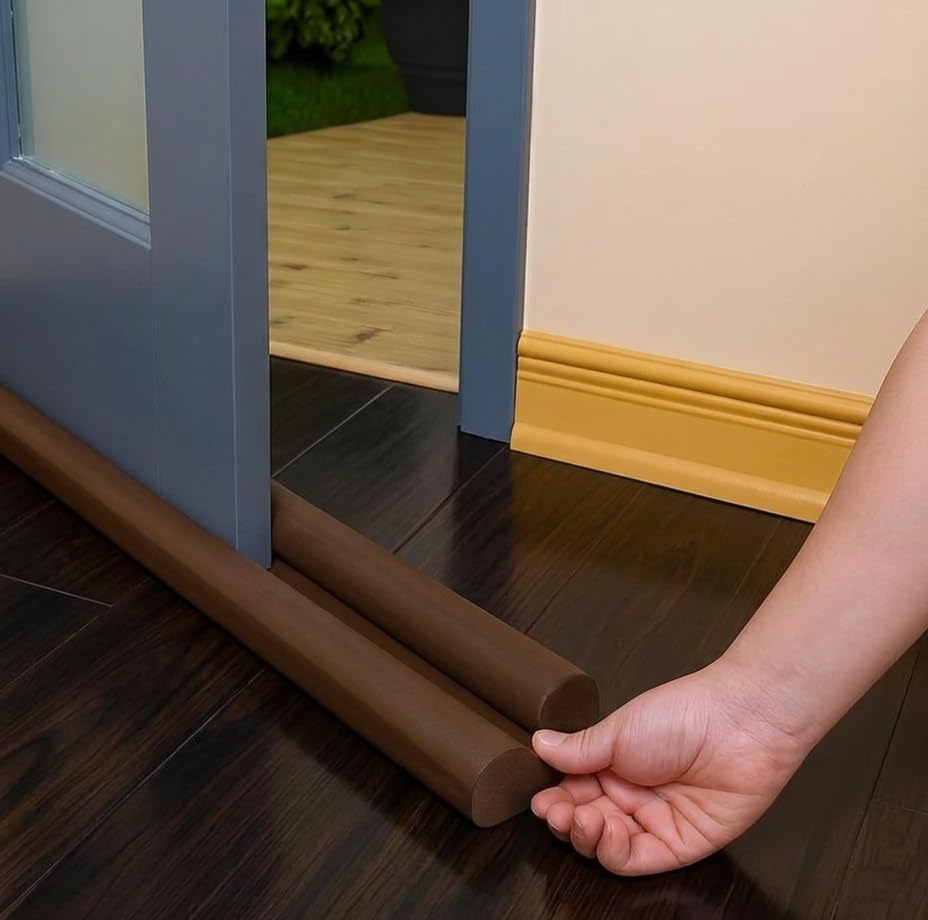 PVC Door Guard Gap Filler for Door Bottom Seal Strip | Soundproof Door Draft Stopper | Noise & Dust Blocker | Easy Install Door Guard for Home Pack of 5 (39 Inches,Brown)-image-42