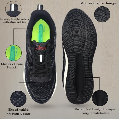Image of ATHCO Mens Ontario Memory Foam Comfort Shoes|Running|Walking|Training|Gym|Jogging|Sneaker|Athletic|Laceup|Flexible|Lightweight|Dailyuse|Sports|Casual|ExtraSoft|Fitness
