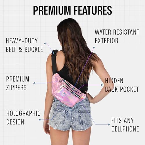 Image of Sojourner Holographic Rave Fanny Pack - Packs for Festival Women, Men | Cute Fashion Waist Bag Belt Bags (Pale Pink)