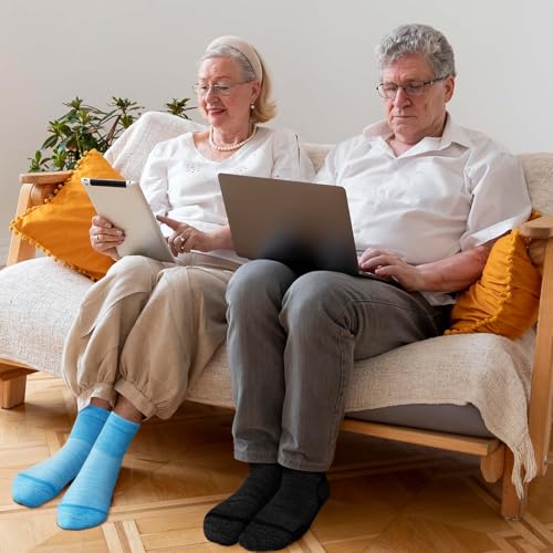 LOFIR Bambus Diabetiker Socken für Damen: Diabetikersocken Ohne Gummibund Herren Extra Weit Breiter Gürtel Ohne Naht kurz Socken für Senioren Geschwollene füße 5 Paare Mehrfarbig - 5 Paare 35-38 2