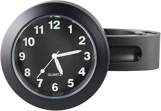 Aluminum Universal Waterproof Motorcycle Handlebar Mount Clock Bicycle Watch for 7/8" or 1" Handlebar Black Dial Watch Compatible for Yamaha Kawasaki Honda Suzuki Street Bike