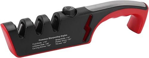 Miniatura 10 de Afilador de cuchillos de diamante, herramienta de afilado de cuchillos de 3 etapas, herramienta de molienda manual Kinfe con mango ergonómico,