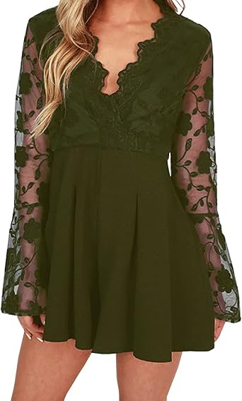 Waist Pleated Dressy Lace Romper 