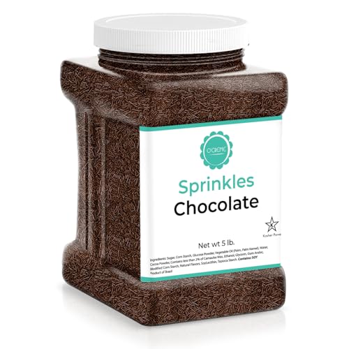 Image of O'Creme Chocolate Sprinkles for Cake Decorating, 5 Pounds | Kosher Pastel Sprinkles for Cupcakes, Cookies, Cakes, Ice Cream