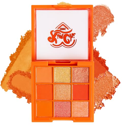 KimChiChic Beauty Citrus Queen Eyeshadow Palette - Pigmented Blendable Matte & Glitter Shades Long Lasting Cruelty Free Includes Stickers Orange