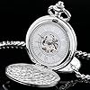 Tiong Vintage Pocket Watch with Chain Double Hunter Mechanical Steampunk Unique Skeleton Roman Numerals Men's Pocket Watches #2