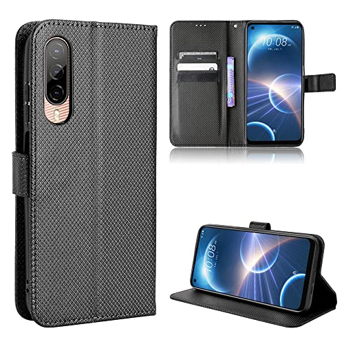 Coque Cuir pour HTC Desire 22 Pro Coque Housse Etui Cover,Coque pour HTC Desire 22 Pro 5G Coque Etui en Cuir PU pour téléphone Portable Black