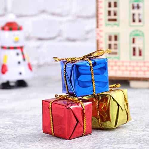 Caixa 60pcs Enfeites De Natal Em Miniatura Presente Embrulhado Em Papel Alumínio Decoração De Bolo D