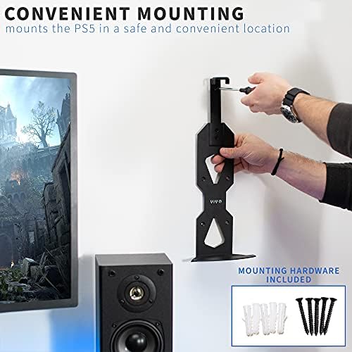VIVO Steel Wall Mount Bracket Designed for PS5 Gaming Console, Vertical Display for PlayStation 5, Open Design, 2 Controller Mounts, Black, MOUNT-PS5B - 4
