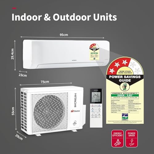 Image of Hitachi 1.5 Ton Class 3 Star, ice Clean, Xpandable+, Inverter Split AC (100% Copper, Dust Filter, 3400FXL RAS.G318PCBIBF, White)