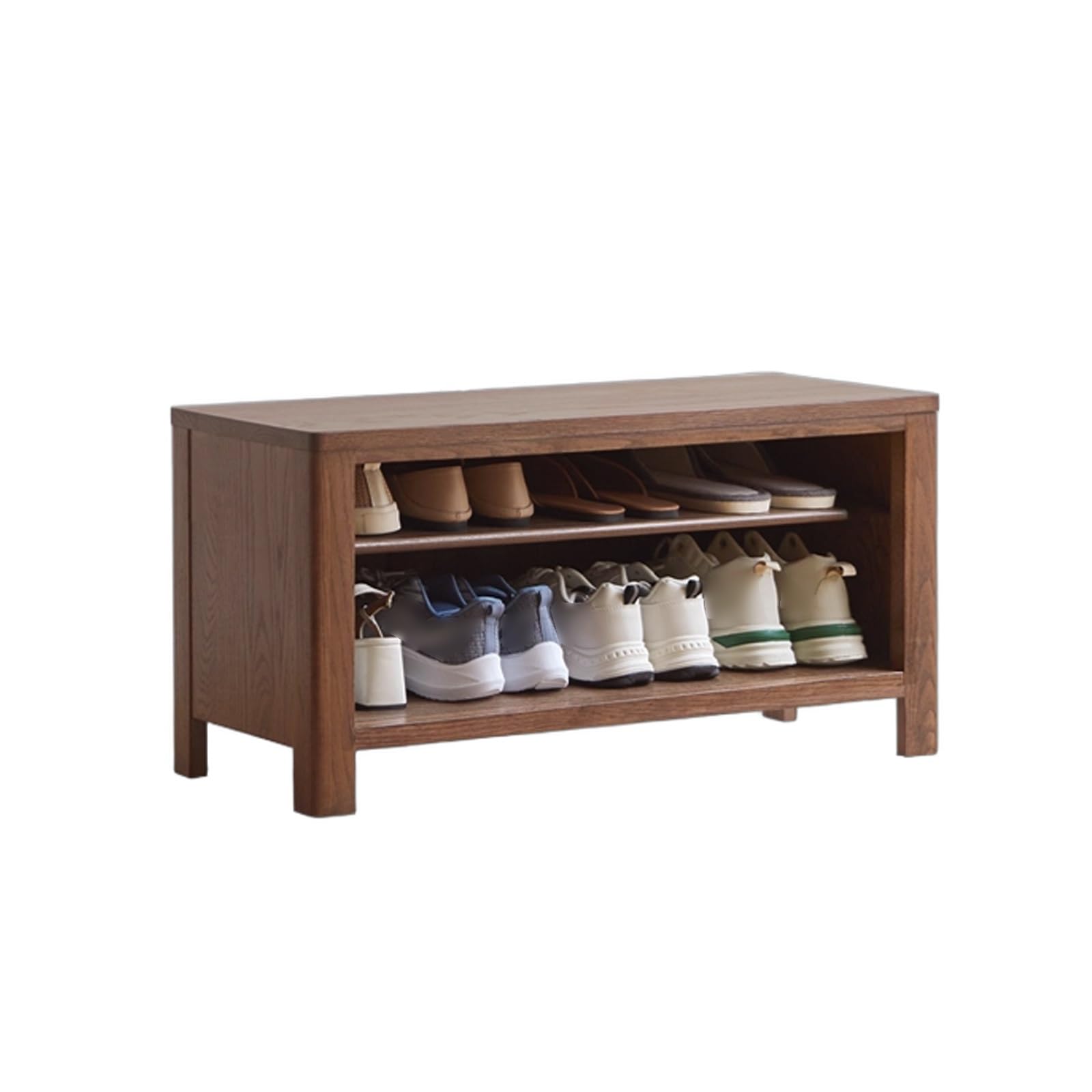 WJFTODAY Stylish Solid Wood Entryway Bench with Shoe Storage Adjustable Shelves Heavy Duty Design for Front Door Hallway & Bedroom (82x36x42cm)