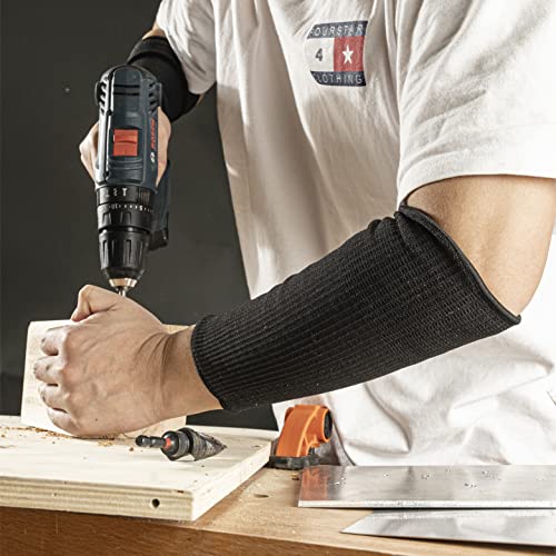 Image of OriStout Cut Resistant Work Sleeves with Tumb Hole, Black, 4 Pair