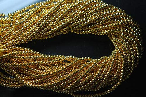 World Wide GemsBeads Gemstone 13.5 Inch Strand, Super Wholesale Price, Gold Pyrite Coated Faceted Rondelles 4mm Code-HIGH-3822