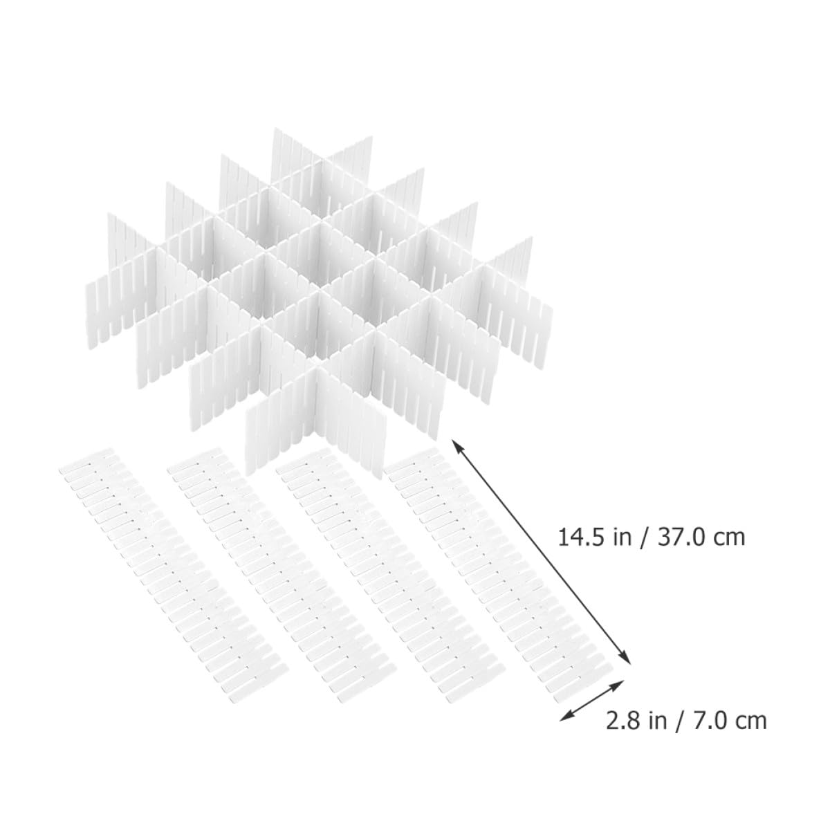 12 separadores ajustables de plástico blanco para cajones para oficina y cocina, sistema modular para almacenamiento de ropa interior, calcetines y objetos pequeños