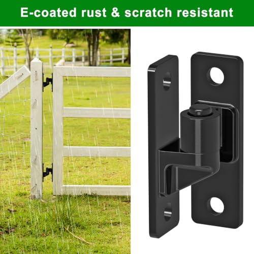 Image of Insaga Heavy Duty Gate Hinges 6MM Thick Carbon Steel, 600LB Load Capacity Black Wall Mount Gate Hinge with 8 Screws, Electrocoated Rustproof Farm Gate Hinges for Wood Metal Fence Gates, 2Pack