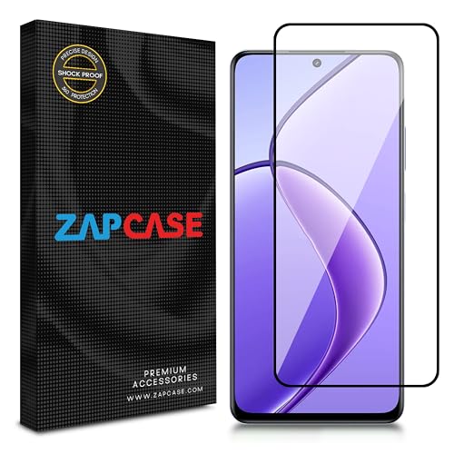 Image of ZAP CASE HD Plus Tempered Glass Screen Protector Compatible For Realme 12X 5G (Black) Edge To Edge Coverage With Easy Installation Kit