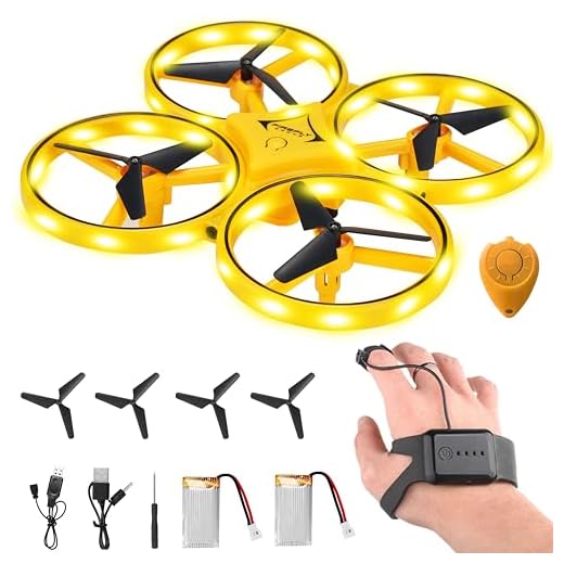 Awaiymi 2024 Upgraded Hand Controlled Drone for Kids Small Rc Quadcopter Drone Aircraft With Smart Watch Controlled, Cool LED Remote Control Drone 360° Flips, 3 Modes, 2 Larger Capacity Batteries