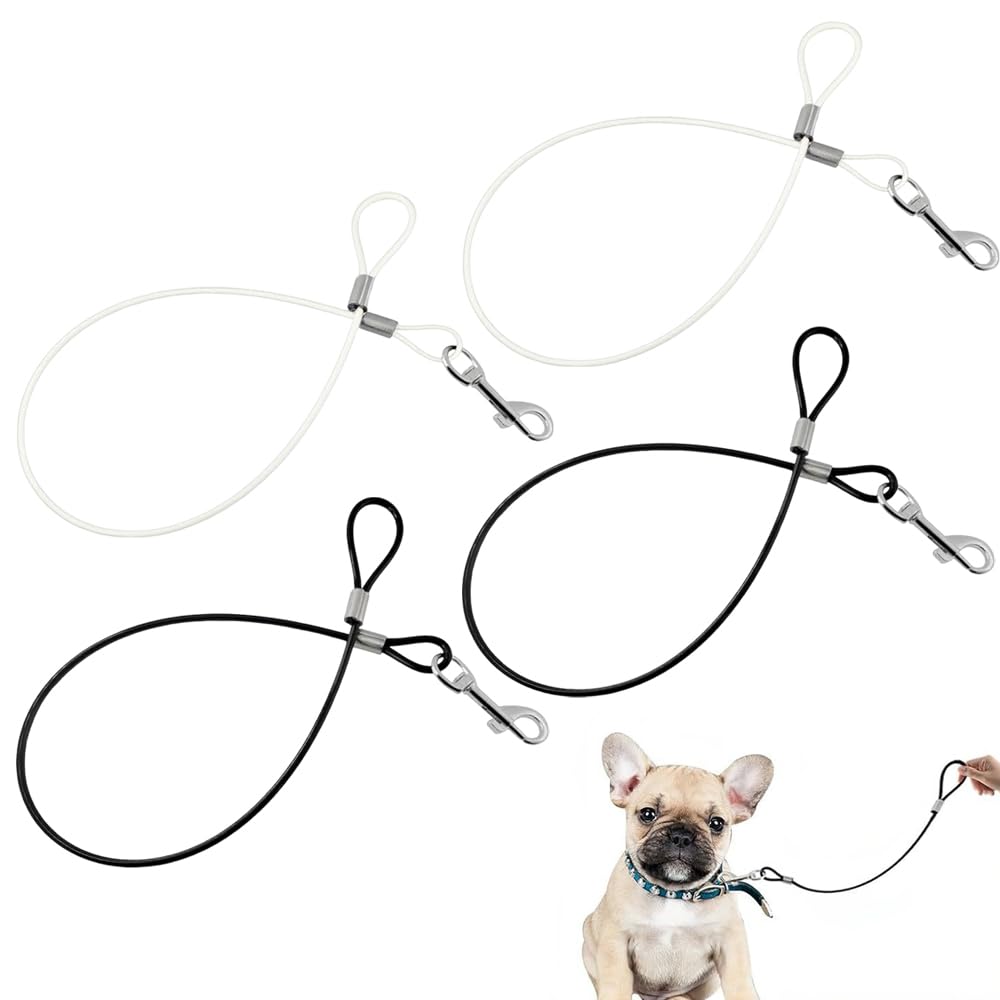 4 Piezas Correa Perro Cable de Acero Resistente Antimordeduras Gancho Giratorio de 360 Grados Apto para Gatos y Perros