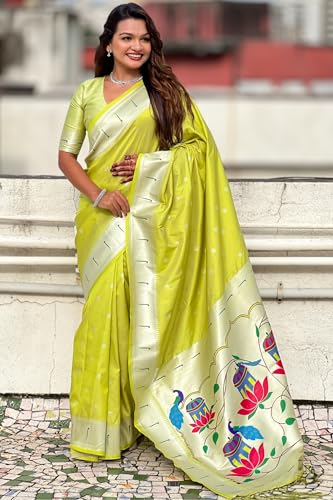 Image of SGF11 Women's Paithani Soft Lichi Silk Kanjivaram Sarees With Blouse Piece