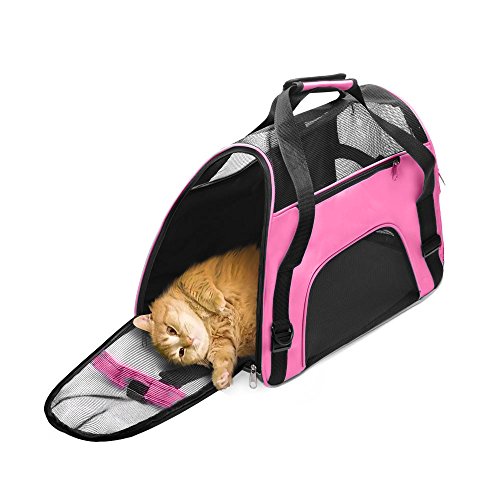 DONYER POWER Soft Sided Pet Carrier for Cats Comfort Airline Approved Under Seat Travel Tote Bag, with Mesh Top and Sides,PINK - Image 3