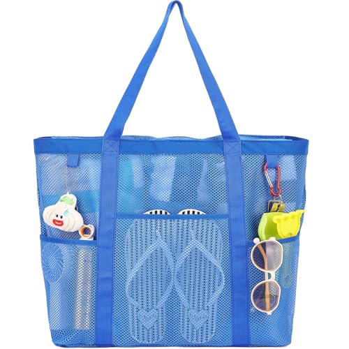 Image of Fammart Large Mesh Beach Bag for Women, Oversized Beach tote Swim Pool Bag