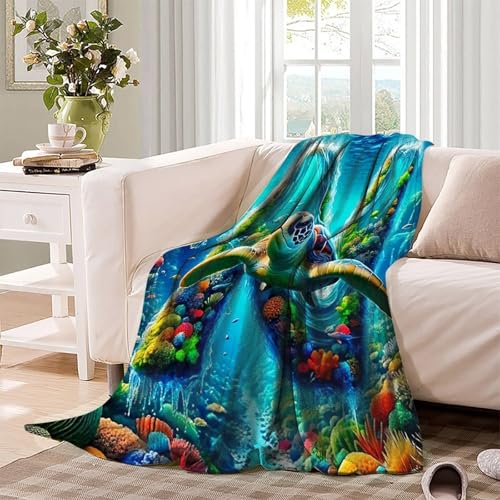 Cadeau tortue de mer couverture microfibre douce plaid lit 3D