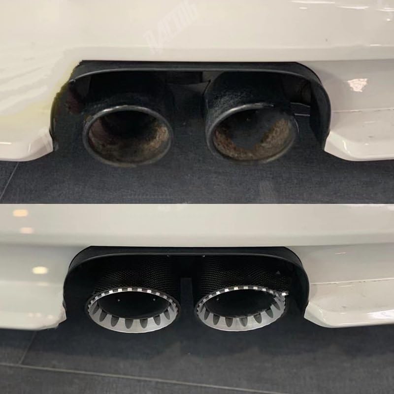 Tubo Scarico Auto Punta Di Scarico Coda In Fibra Carbonio Gola Per Auto Ugello Di Scarico Argento Bocca Di Coda Modificata Per La Decorazione Dell'auto Punte Scarico(Color:In 51mm-out101mm)