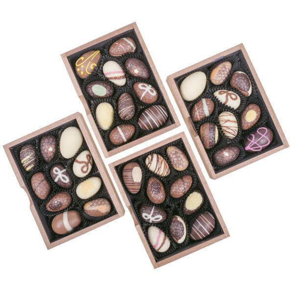 Egg Massimo - Osterei-Pralinen - 40 Schokoladen-Ostereier | im Holzkästchen mit 4 Schubladen | Ostergeschenk Premium… – Bild 4