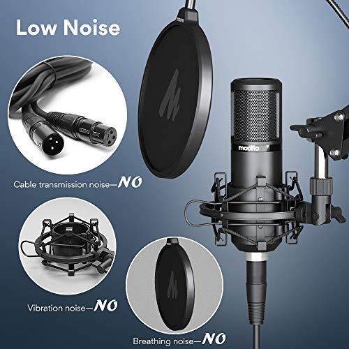 Image of MAONO PM320S Condenser PC Microphone with XLR Cable, Boom Arm, Pop Filter | Computer Mic Compatible with Audio Interface & Mixer for Podcast Record Stream Studio Music Singing Vocal Content Creators