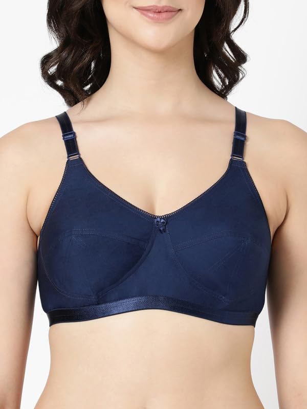 Image of BLOSSOM Women's Single Layered Full Coverage Non Wired Non Padded 100% Woven Cotton Everyday Bra Plus Size Bra