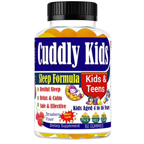 Cuddlykids Kids Sleep Gummies Supplement With Natural Sugar, Fruity Flavored Naturally Sourced Ingredients | Better & More Restful Sleep | Non Habit Forming Kids Melatonin Gummy | Vegan 60 Count #TOP17