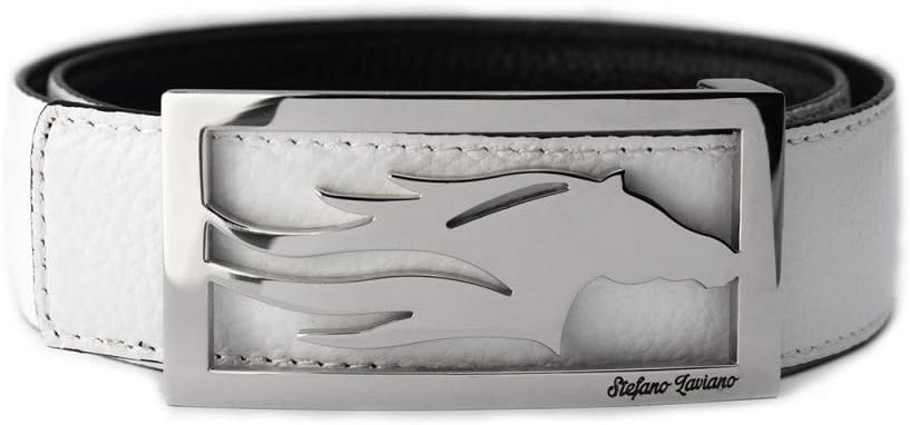 Genuine Italian Crafted Leather Reversible Belt With Stainless Steel Horse Head Buckle