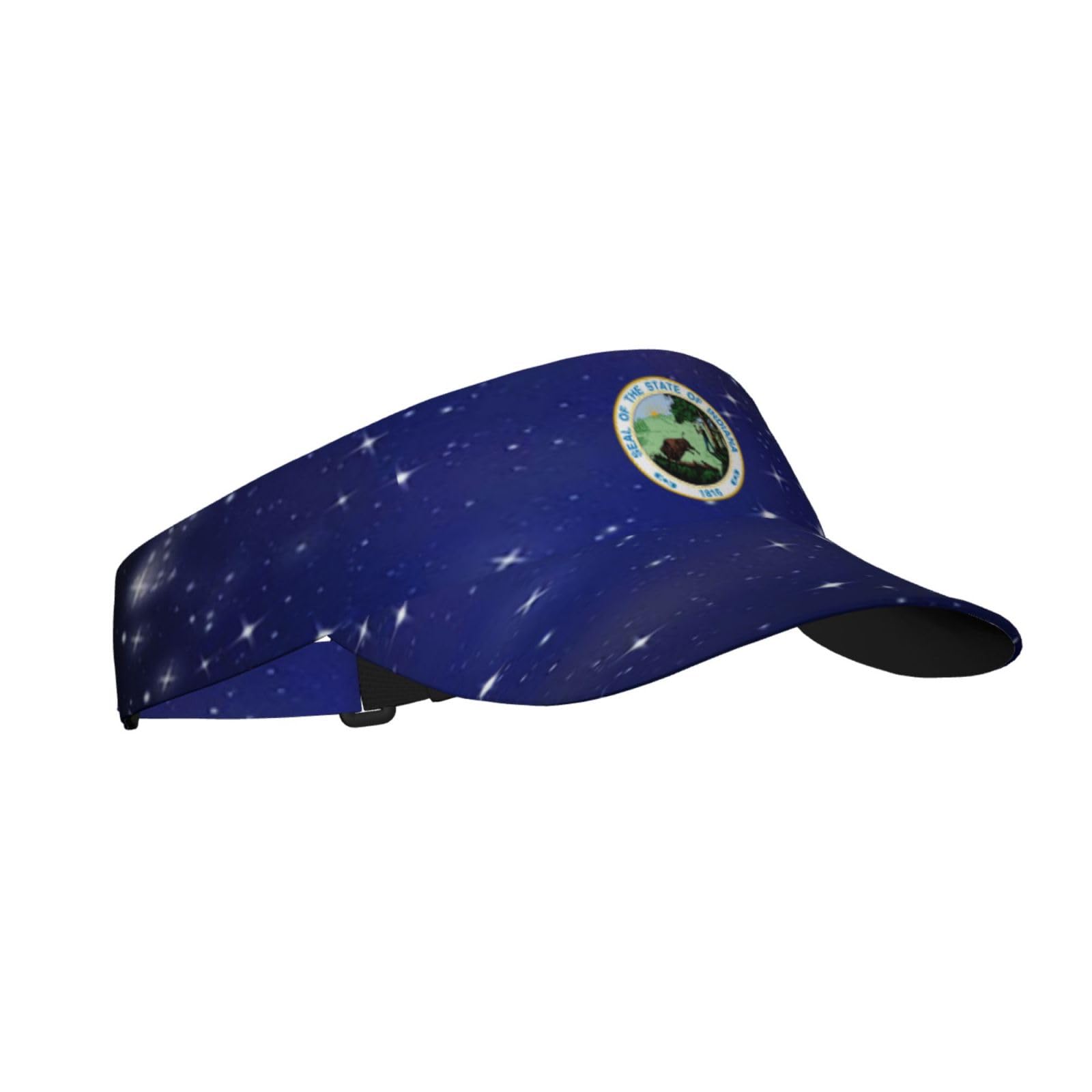 Joisbs State Seal of Indiana Unisex Sun Visor Cap - Ultimate UV Protection for Stylish Outdoor Fun Black