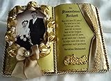  Diamantene Hochzeit -60-jähriges Ehejubiläum- Dekobuch beige/gold für Foto (mit Holz-Buchständer)