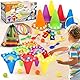 Eocolz Light Up Pylonen Kinder Outdoor Spiele Wurfspiel Cornhole Spiel Outdoor Gartenspielzeug Ringwurfspiele Kinder Kegelspiel Parcours Sitzsäcken Bällen Eierlauf Rasenspiel Geburtstagsfeier/Ostern