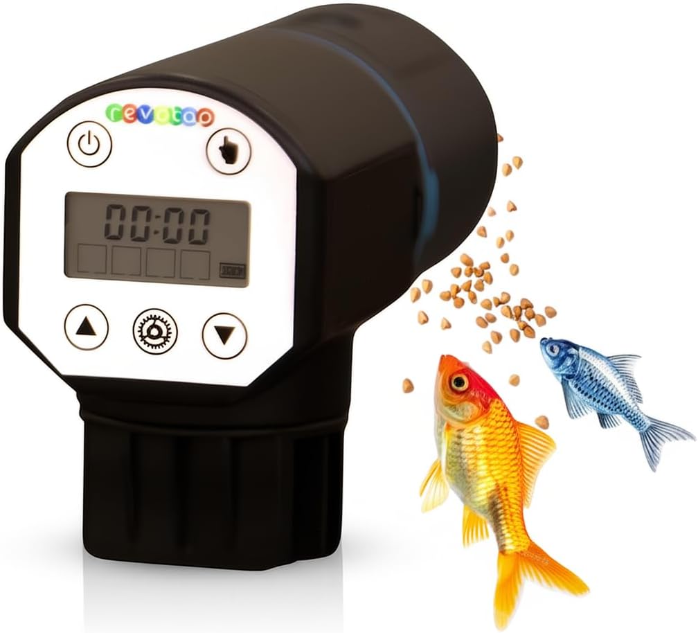 Auto Fish Feeder for Aquariums – Automatic Timer Dispenser with LCD Display & Adjustable Settings – Great for Vacation or Daily Feeding