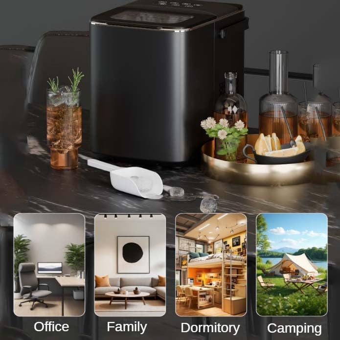 Automatic Ice Maker, 6-Minute Rapid Intelligent Fully Automatic Bullet Ice Block Making Machine, Suitable for Dormitories, Offices and Outdoor Activities