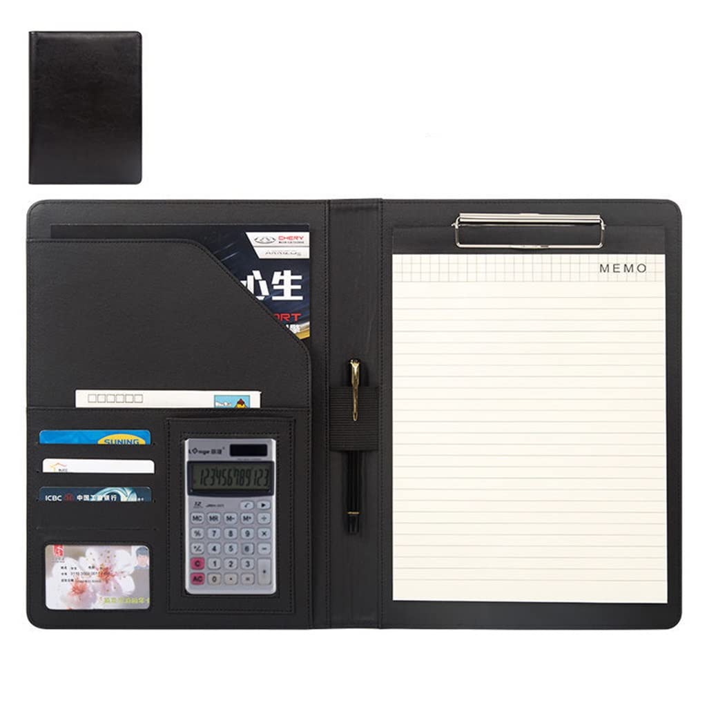 Ledermappe A4 Padfolio-Klemmbrett mit Aufbewahrungsmappe mit nachfüllbarem A4-PU-Leder für Business-Studenten, Büro, Krankenschwester, Vorstellungsgespräch, Lebenslauf, Training