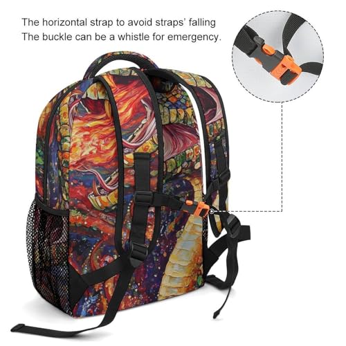 Demonic Snake with Fire Unisex Backpack Casual Daypacks Lightweight Shoulders Bag for Camping Hiking Travel3