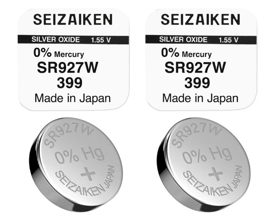 2 Stück Knopfzellen Original SEIZAIKEN 399 SR927W 1.55 V Uhrenbatterien Akku Silberoxid 0% Quecksilber 100% Made in Japan