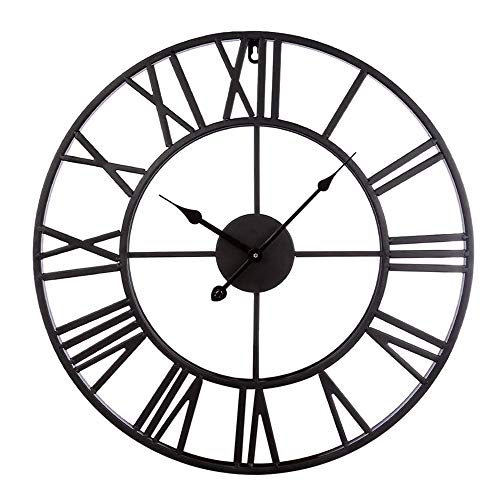 Orologio Da Parete Silenzioso 58 Cm | Vintage Numeri Romani, Design Industriale In Metallo E Legno, Per Soggiorno E Caffè